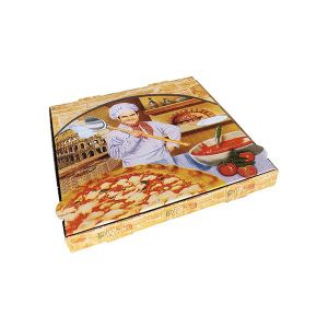 CAJA CARTON PIZZA 26X26X3,5 - MODELO  ROMA