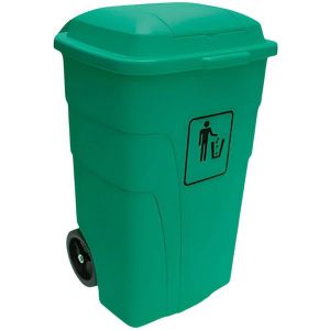 CONTENEDOR CON RUEDAS/SIN PEDAL/TAPA AUX. 120L VERDE