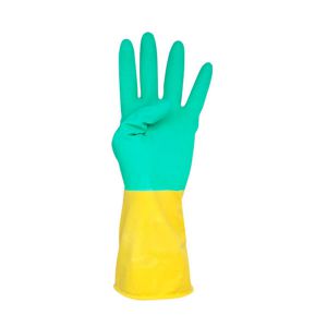 GUANTE SATINADO BICOLOR VERDE/AMARILLO T/PEQUEÑA