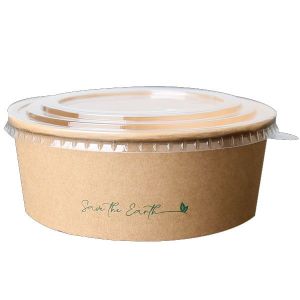 ENSALADERA CARTON KRAFT 1000 CC 32OZ + TAPA RPET