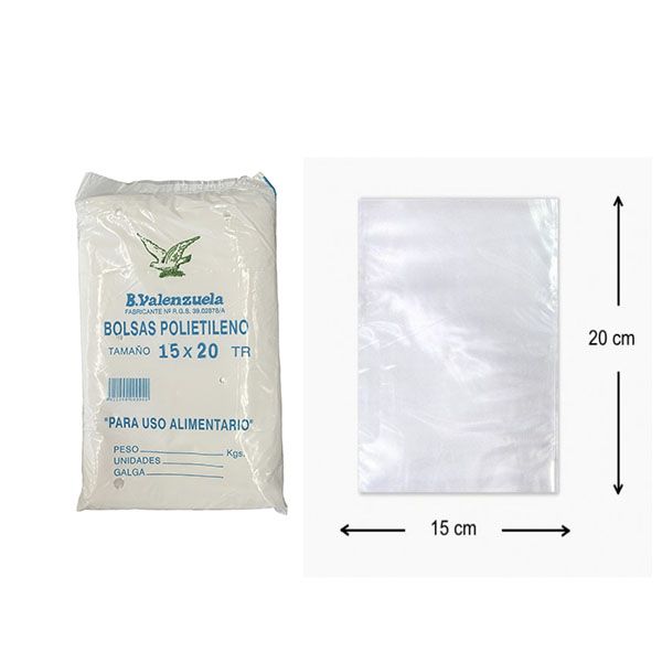 Imagen grande BOLSA POLIETILENO LDPE TTE 15X20 G120 PAQ.1KG