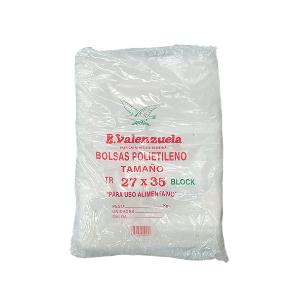 Imagen grande BOLSA BLOCK TTE. POLIETILENO LDPE 27X35+4 PAQ.2KG