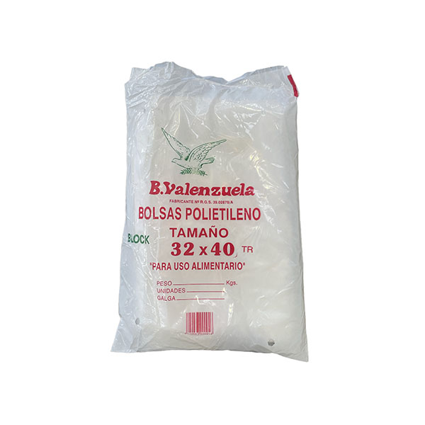 Imagen grande BOLSA BLOCK TTE. POLIETILENO LDPE 32X40+4 PAQ.2KG