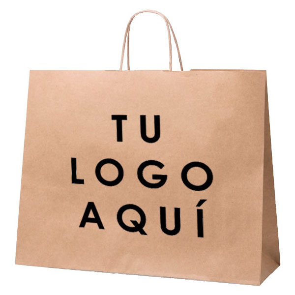 Imagen grande BOLSA ASA RIZADA PAPEL KRAF IMPRESA 32X11X42