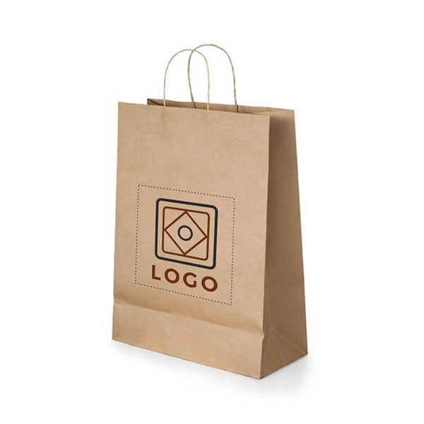 Imagen grande BOLSA ASA RIZADA PAPEL KRAFT IMPRESA 32X11X40