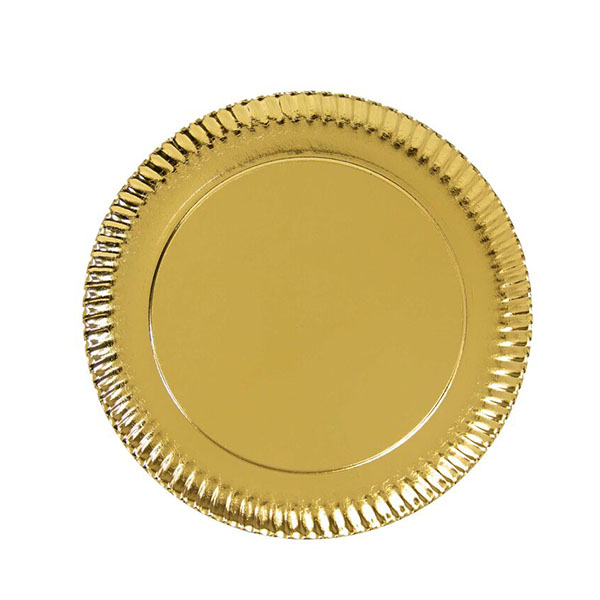 Imagen grande PLATO REDONDO CARTON ORO ESTRIADO 32 CM