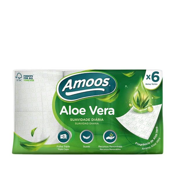 Imagen grande HIGIENICO DOMESTICO AMOOS ALOE 3 CAPAS PAQ.6