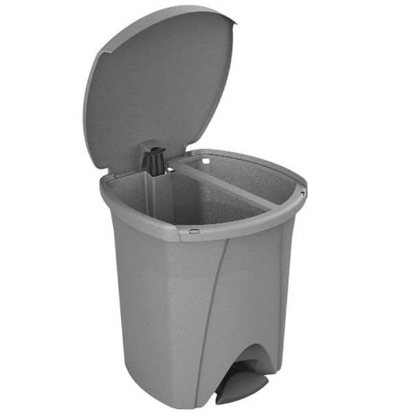 Imagen grande CUBO PEDAL ECOLOGICO GRIS CON SEPARADOR 30+18 L.