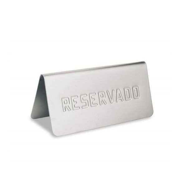 Imagen grande PLACA RESERVADO CON TEXTO 12X5 CM ACERO INOX.