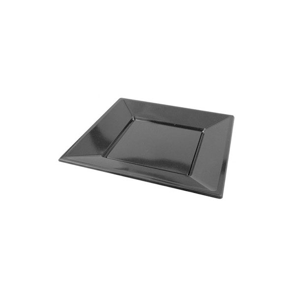 Imagen grande PLATO PLASTICO NEGRO LLANO CUADRADO 17X17 MILLAR