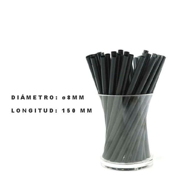 Imagen grande CAÑA RECTA REUTILIZABLE PP NEGRA ø8X150MM PAQ-500